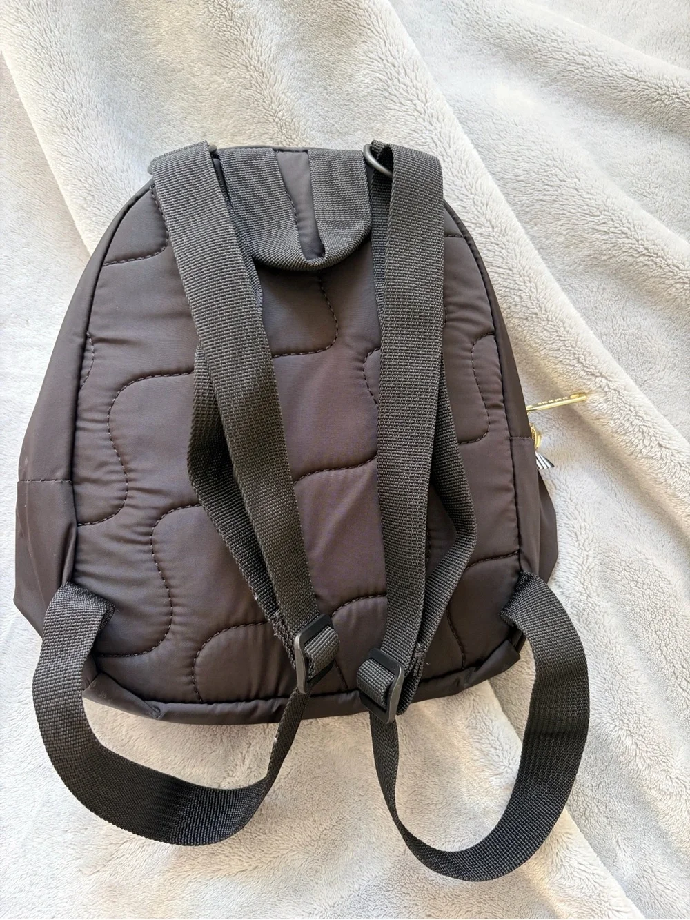 adidas Black Mini Backpack with White Logo and Gold Accent